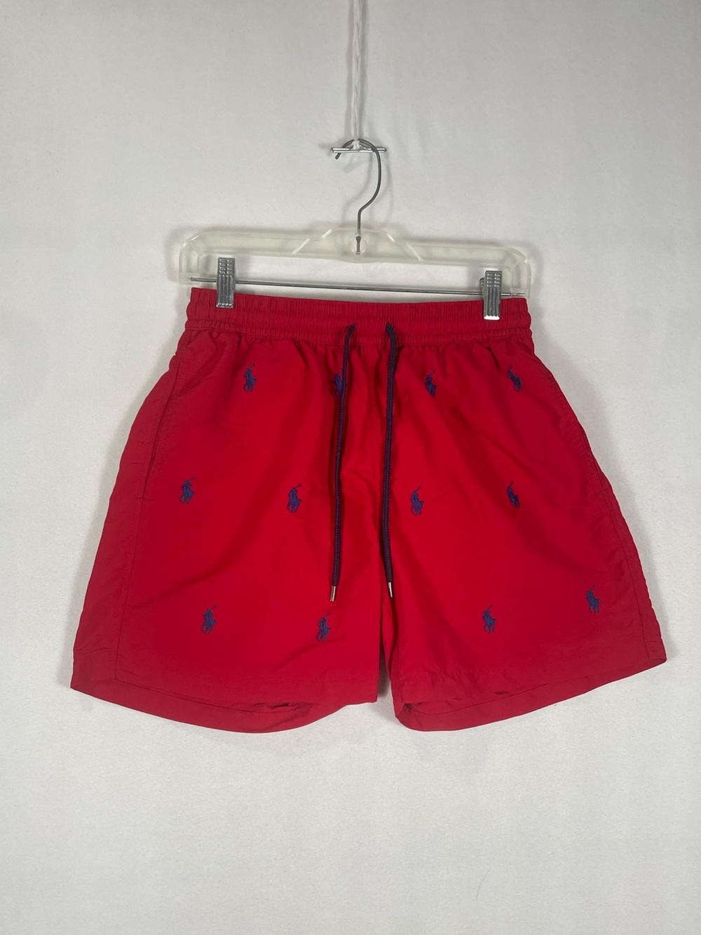Polo Ralph Lauren Traveler Red Swim Trunks Shorts AOP Pony Embroidered Sz S